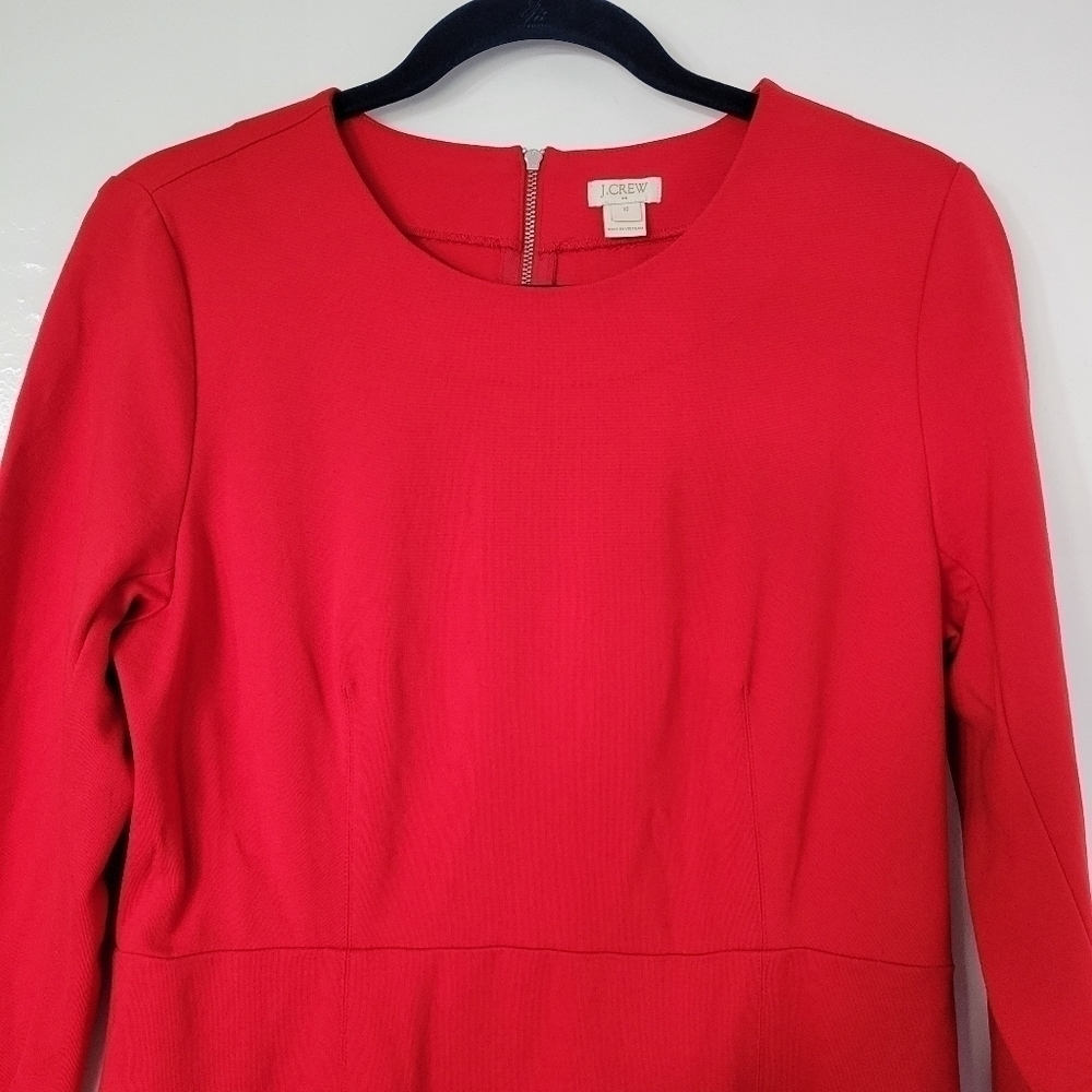 J. Crew Red Fitted Zip Ponte Dress Size 10 - Picture 4 of 9